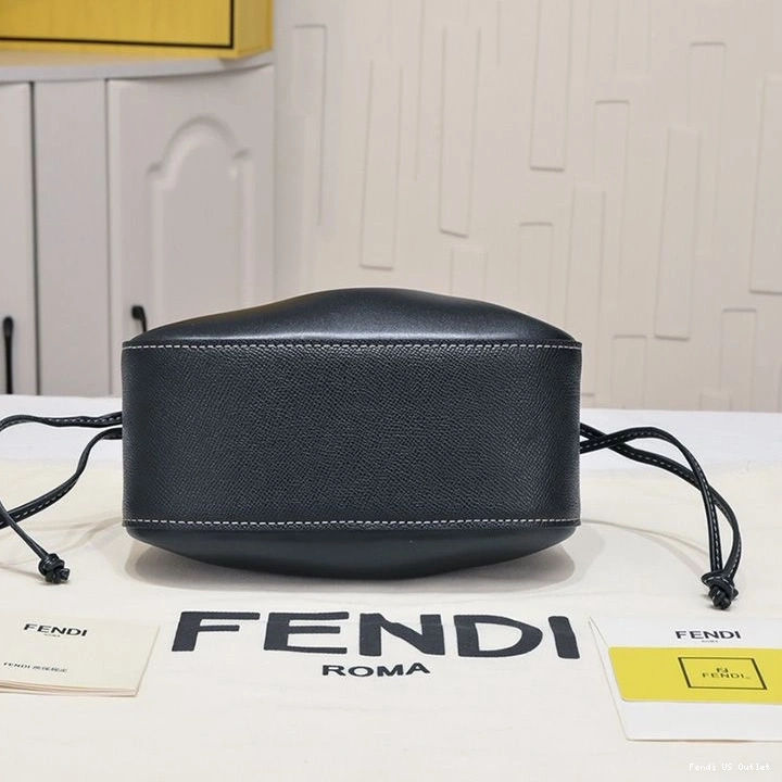 Vintage HOT Pomodorino Bucket Mini Leather Fendi Calf Black In Bag 0723